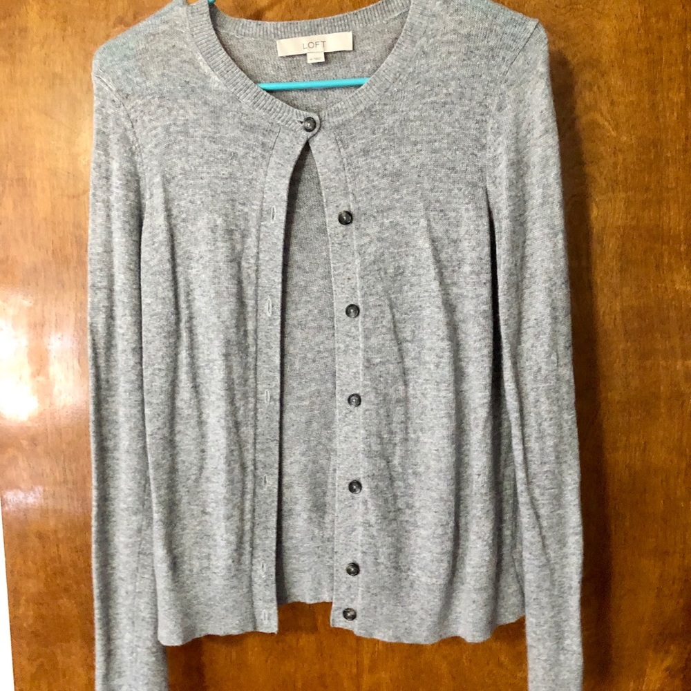 Loft Gray Button-Up Cardigan